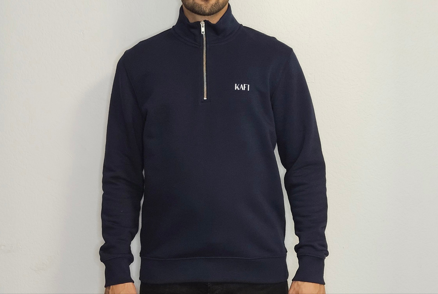 Sweat-shirt col demi zippé unisexe