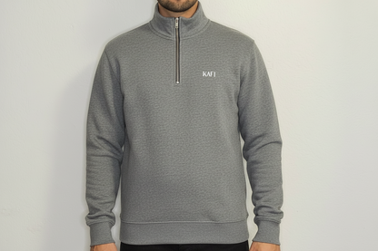 Sweat-shirt col demi zippé unisexe