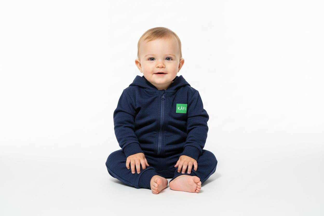 Sweat-shirt zippé à capuche bébé LOGO VERT