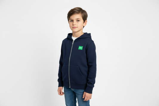 Sweat-shirt à capuche zippé enfant LOGO VERT